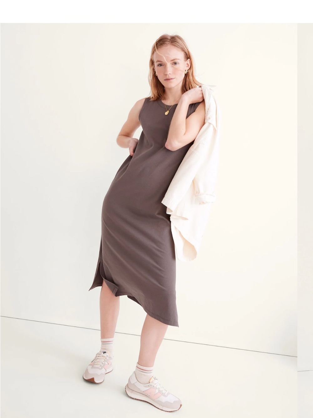 Madewell Midi tank Dress in GRAY